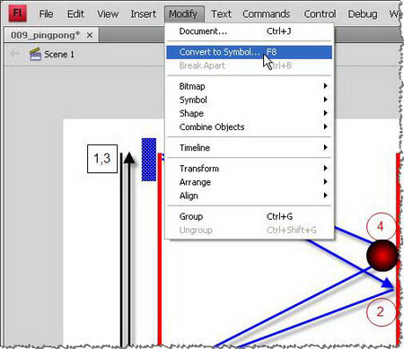 Flash CS4: Create a simple table tennis game Picture 42