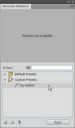 Flash CS4: Create Preview for Custom presets Picture 6