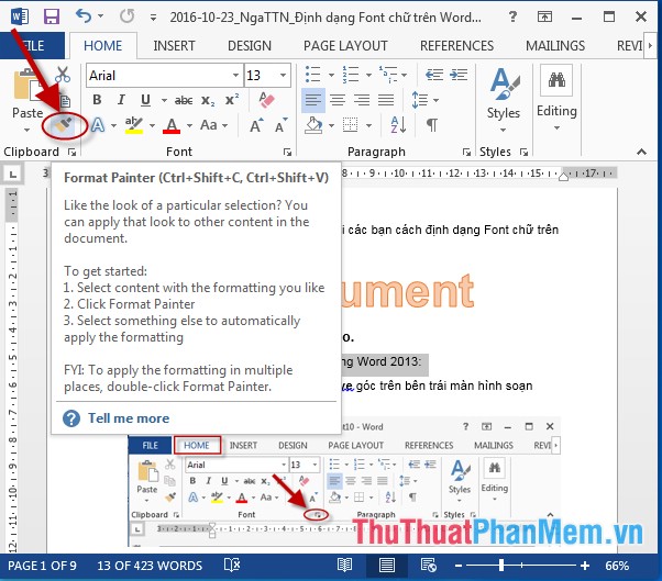 Font format on Word Picture 6