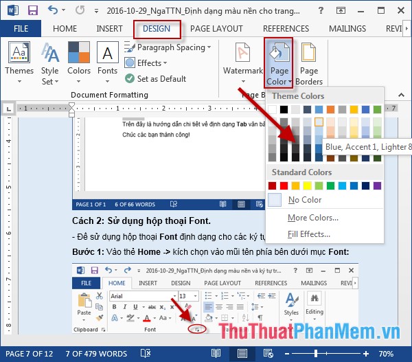 Format background color for text page in Word Picture 1