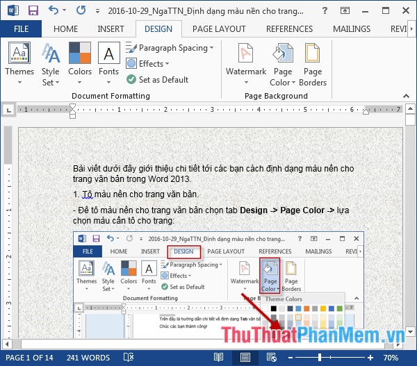 Format background color for text page in Word - TipsMake.com