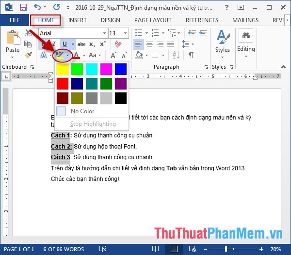 Format background colors and characters in Word Picture 11