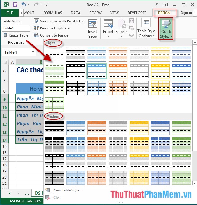 Format borders and background colors for tables in Excel