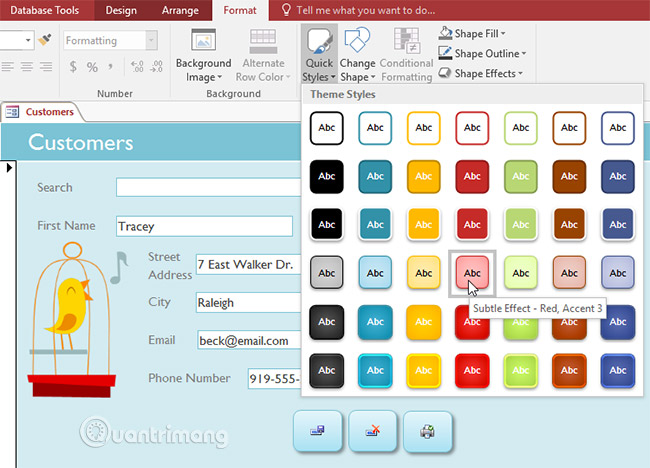 Format forms in Access 2016 Picture 19
