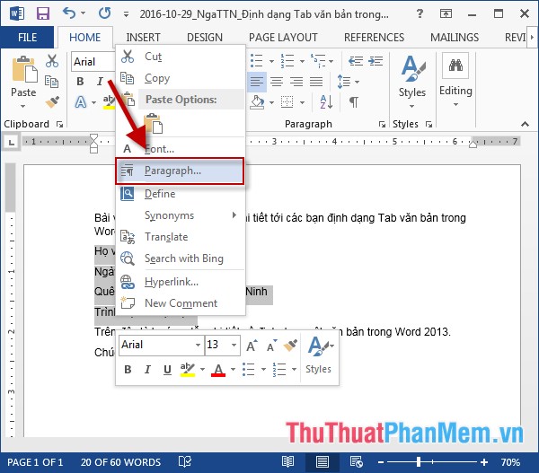 how to insert tabs in word 2013