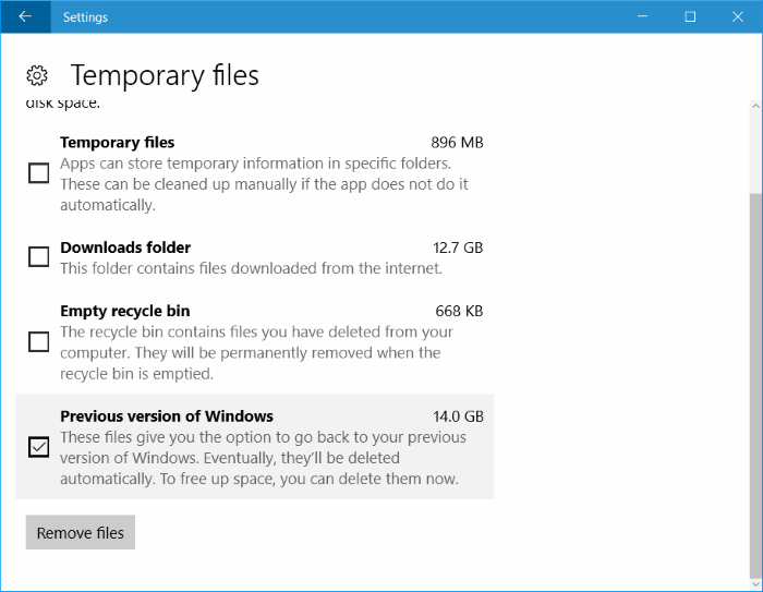 Free memory space after updating Windows 10 Anniversary Picture 4