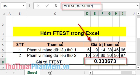 FTEST function - The function returns the result of an F-Test in Excel Picture 3