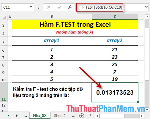 F.TEST function - The function returns the result of the F - test in Excel Picture 4