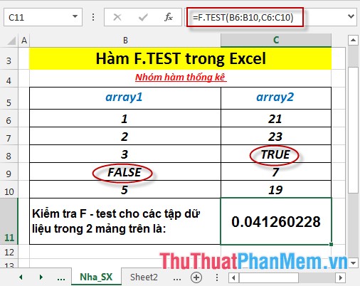 F.TEST function - The function returns the result of the F - test in Excel Picture 5