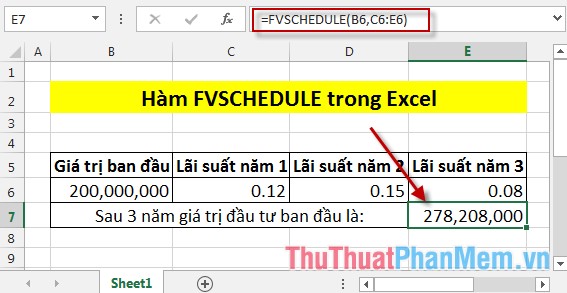 FVSCHEDULE function - Returns the future value of an investment that has variable or adjustable interest in period in Excel Picture 3