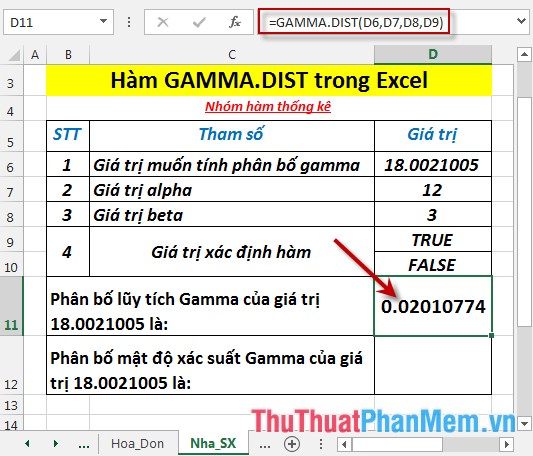 GAMMA.DIST function - The function returns the gamma distribution in Excel Picture 4