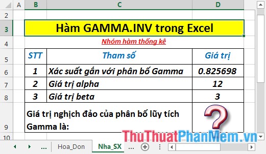 GAMMA.INV function - The function returns the inverse of the gamma distribution in Excel Picture 2
