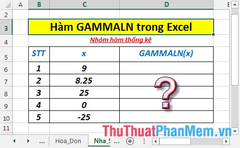 GAMMALN function - The function returns the natural logarithm of the gamma function, Γ (x) in Excel Picture 2