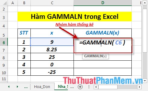 GAMMALN function - The function returns the natural logarithm of the gamma function, Γ (x) in Excel Picture 3