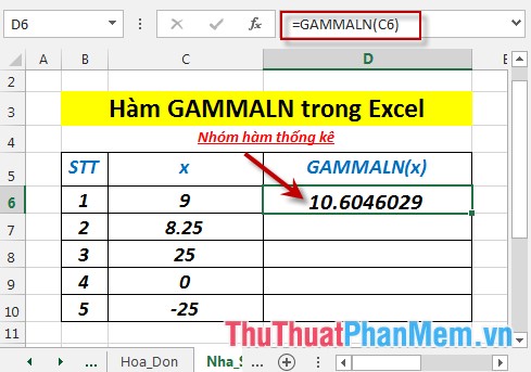 GAMMALN function - The function returns the natural logarithm of the gamma function, Γ (x) in Excel Picture 4