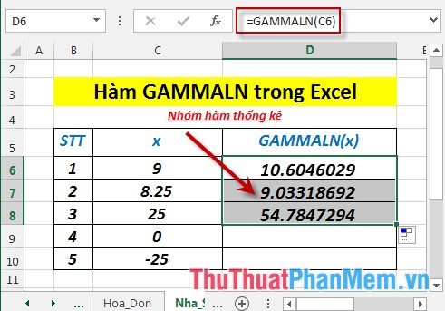 GAMMALN function - The function returns the natural logarithm of the gamma function, Γ (x) in Excel Picture 5