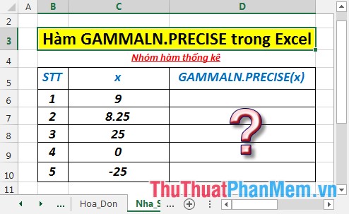 GAMMALN.PRECISE function - The function returns the natural logarithm of the gamma function, Γ (x) in Excel Picture 2