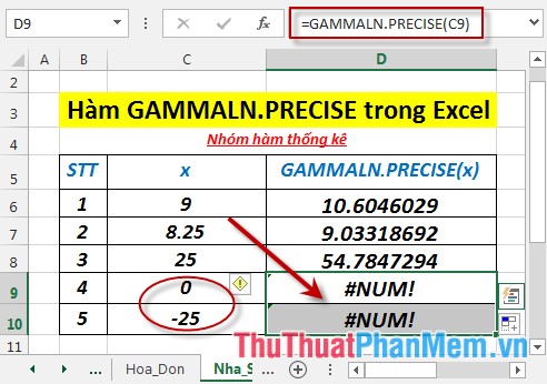 GAMMALN.PRECISE function - The function returns the natural logarithm of the gamma function, Γ (x) in Excel Picture 6