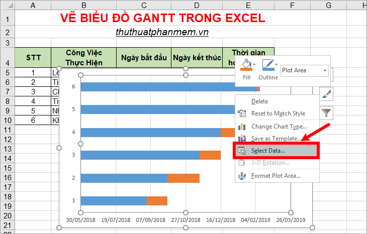 Gantt chart in Excel, how to create, how to draw Gantt chart in Excel Picture 11