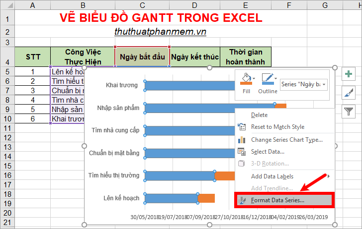 Gantt chart in Excel, how to create, how to draw Gantt chart in Excel Picture 15