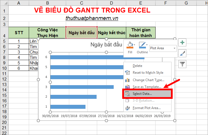Gantt chart in Excel, how to create, how to draw Gantt chart in Excel Picture 5