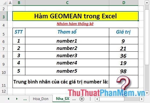 GEOMEAN function - The function returns the average of a positive array or range of data in Excel Picture 2