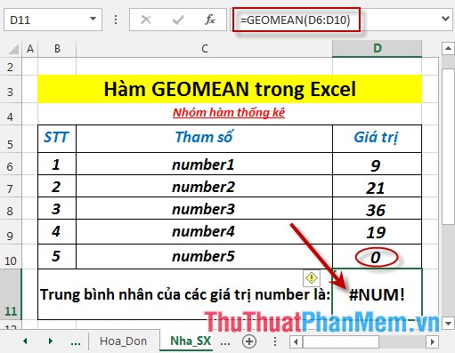 GEOMEAN function - The function returns the average of a positive array or range of data in Excel Picture 5