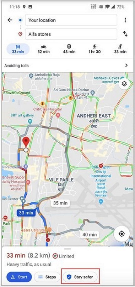 Google Maps tested the new feature, giving itself a warning if the driver drove around for more money Picture 1