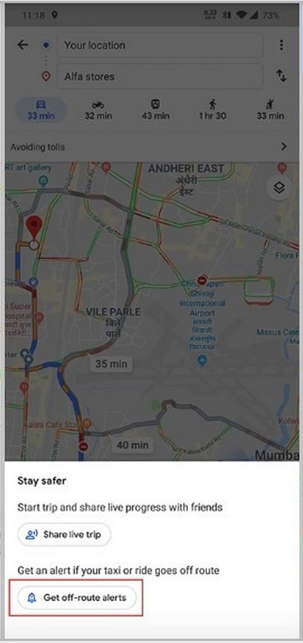 Google Maps tested the new feature, giving itself a warning if the driver drove around for more money Picture 2