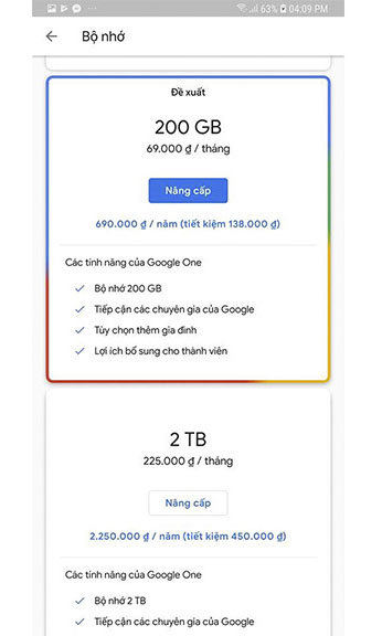 Picture 2 of Google One is available in Vietnam, customers register to receive 110,000 VND to Google account