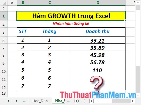 GROWTH function - The function calculates the exponential growth value using existing data in Excel Picture 2