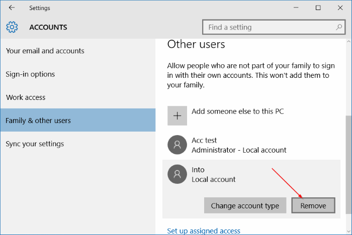 how to delete account picture in windows 10