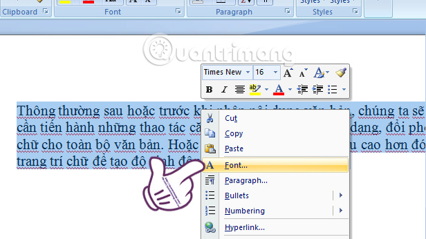 Hướng dẫn Nút lệnh thay đổi phông chữ Trên các phần mềm khác nhau