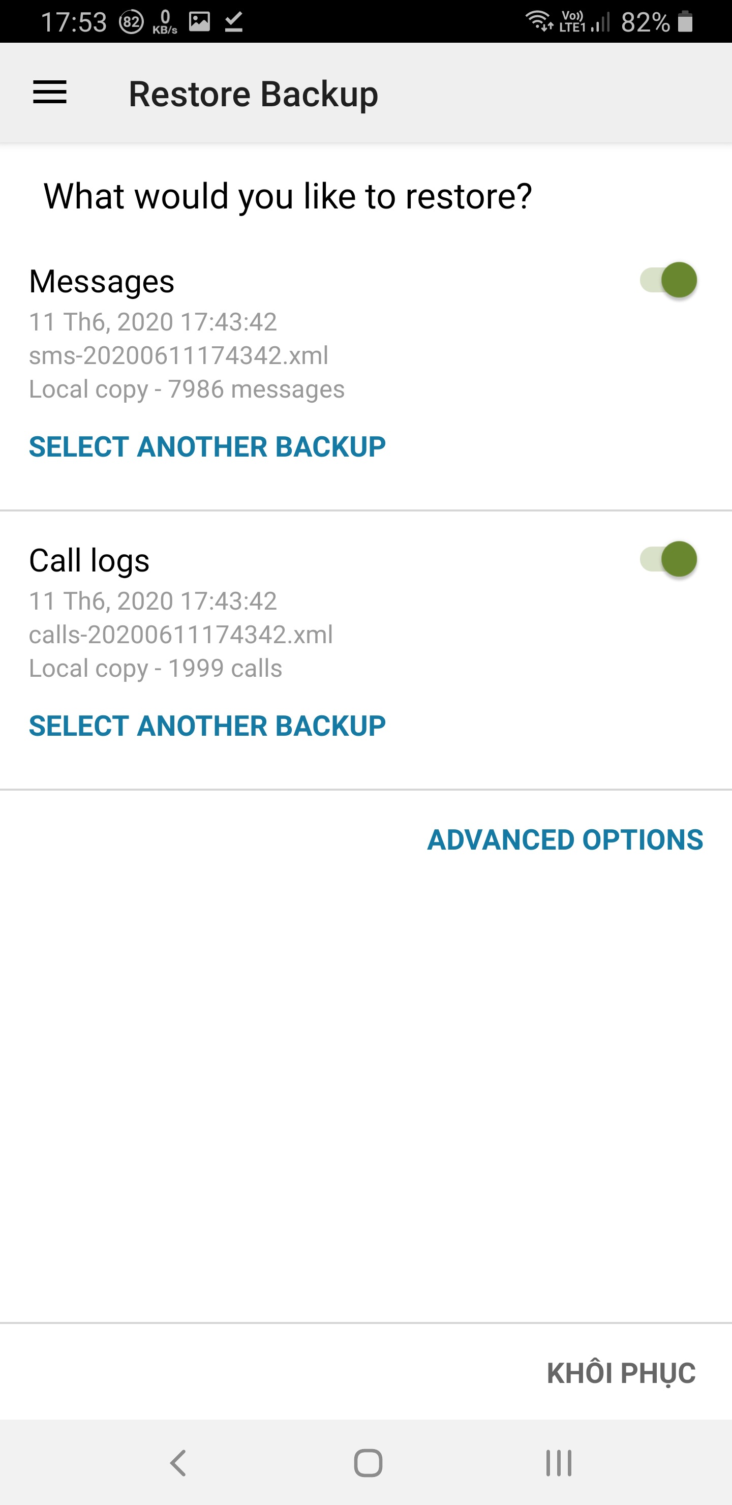 Guide to backup and restore messages, call logs on smartphones Picture 7