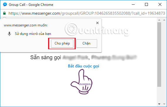 Guide to calling groups on Facebook Messenger computers Picture 4