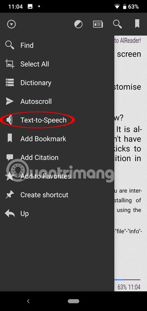 Guide to combining Alreader and Text to Speech to listen to reading books on Android Picture 11