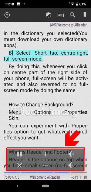 Guide to combining Alreader and Text to Speech to listen to reading books on Android Picture 12
