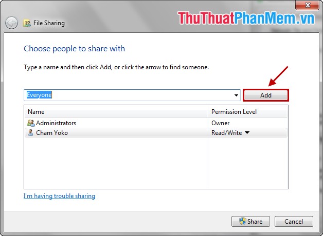Guide to share drives and folders in Windows 7 to share data in LAN Picture 5