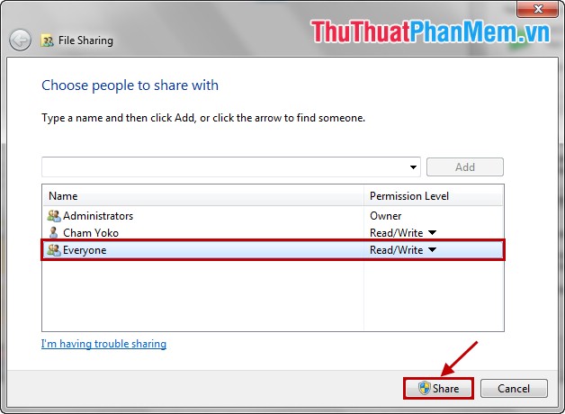 Guide to share drives and folders in Windows 7 to share data in LAN Picture 6