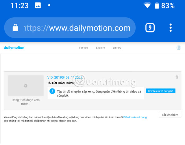 Guide to upload videos to Dailymotion on the phone Picture 10