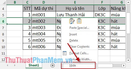 Hide and display columns and rows in Excel Picture 7