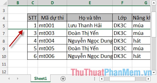 Hide and display columns and rows in Excel Picture 8