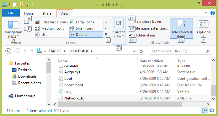 Hide / unhide folders with keyboard shortcuts in Windows 8 - TipsMake.com