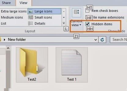 Hide / unhide folders with keyboard shortcuts in Windows 8 Picture 2