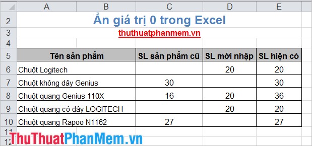 Hide value 0 in Excel Picture 7