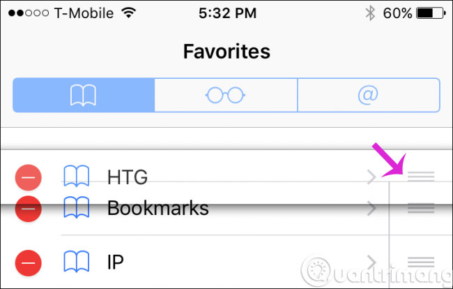 ios safari manage bookmarks