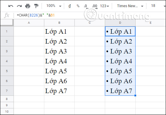 How to add bullet in Google Sheets Picture 13