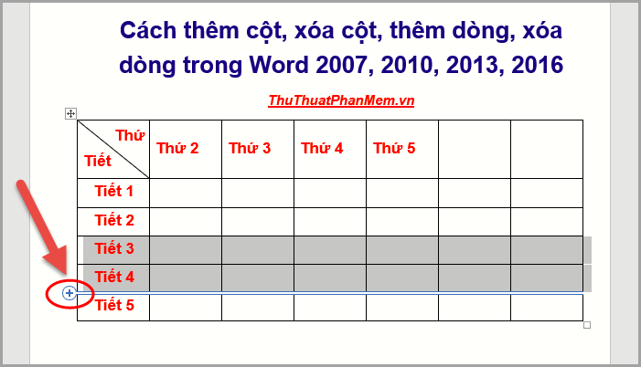 How to add columns, delete columns, add rows, delete rows in Word 2007, 2010, 2013, 2016 Picture 10