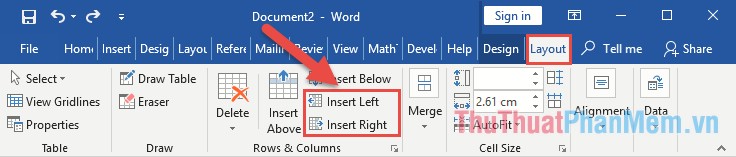 How to add columns, delete columns, add rows, delete rows in Word 2007, 2010, 2013, 2016 Picture 6