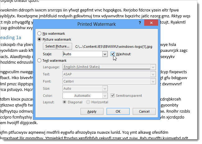 How to add copyright watermark text in Word 2013 Picture 10
